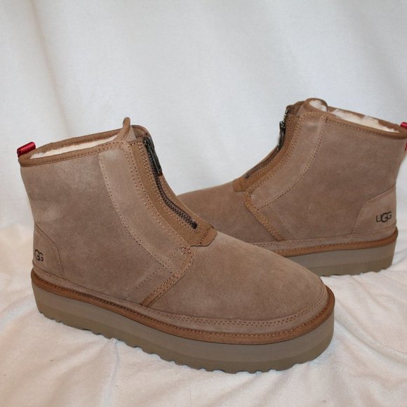 UGG Shoes - NIB UGG NEUMEL ZIP‎ UP PLATFORM SUEDE SHEARLING ANKLE BOOTS CHESTNUT